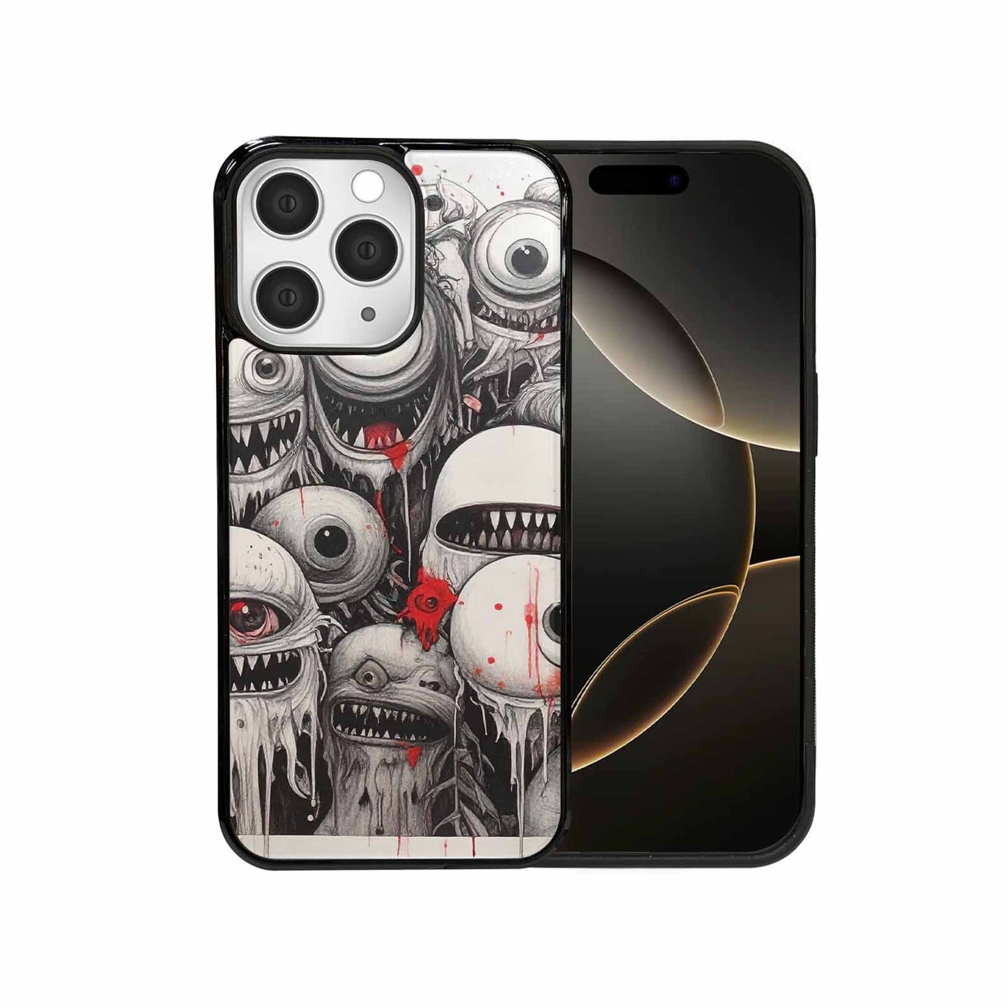 iPhone 15 Pro Max Case — Multi Eye Monster Black Red Ink, Custom Designed Case Cover