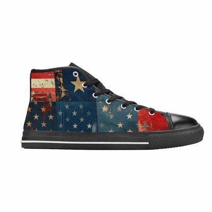 MEN'S American Flag Stars High Top Canvas Grunge Sneakers