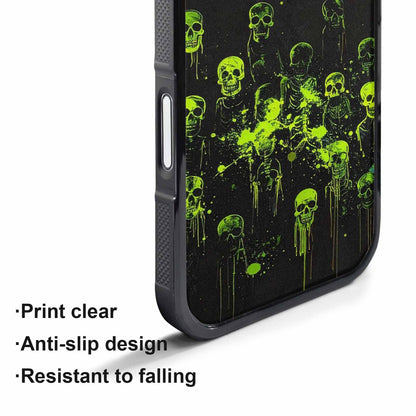 iPhone 17 Pro Max Case — Skeletons Neon Green Original Art, Original Design Phone Case