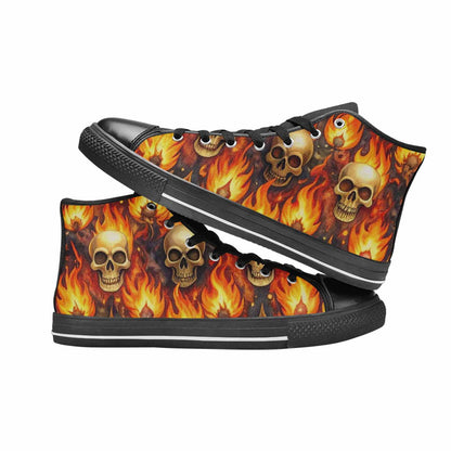 WOMEN'S Skulls - Flaming High Top Canvas Dark Academia Custom Sneakers