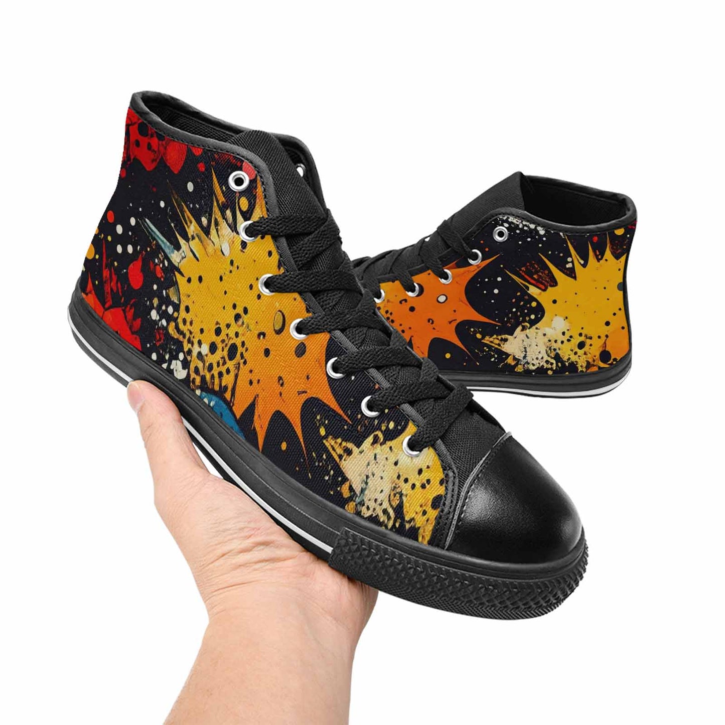 MEN'S Comic Book Halftone High Top Canvas Grunge Sneakers