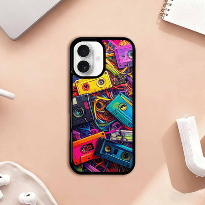 iPhone 17 Case — Retro Cassette Tape Pattern Retro Vintage, Custom Designed Case Cover