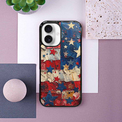 iPhone 16 Case — Patriotic Stars And Stripes American Stars, Custom Printed Phone Case