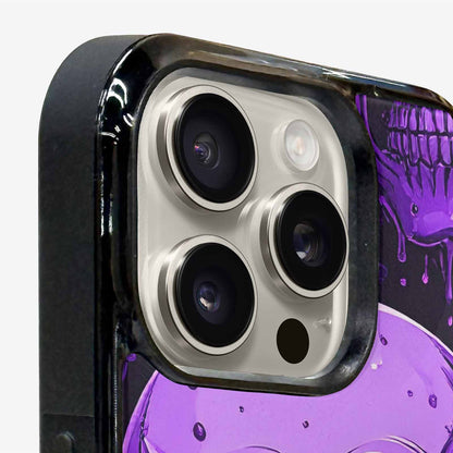 iPhone 16 Pro Max Case — Monochrome Purple Skeletons Neon Drip Melting, Custom Art Phone Cover