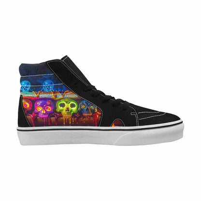 MEN'S Toxic Skeleton Hot Dog High Top Canvas Wallpaper Art Custom Sneakers