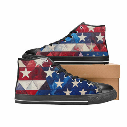 MEN'S American Flag Stars High Top Canvas Dark Academia Shoes