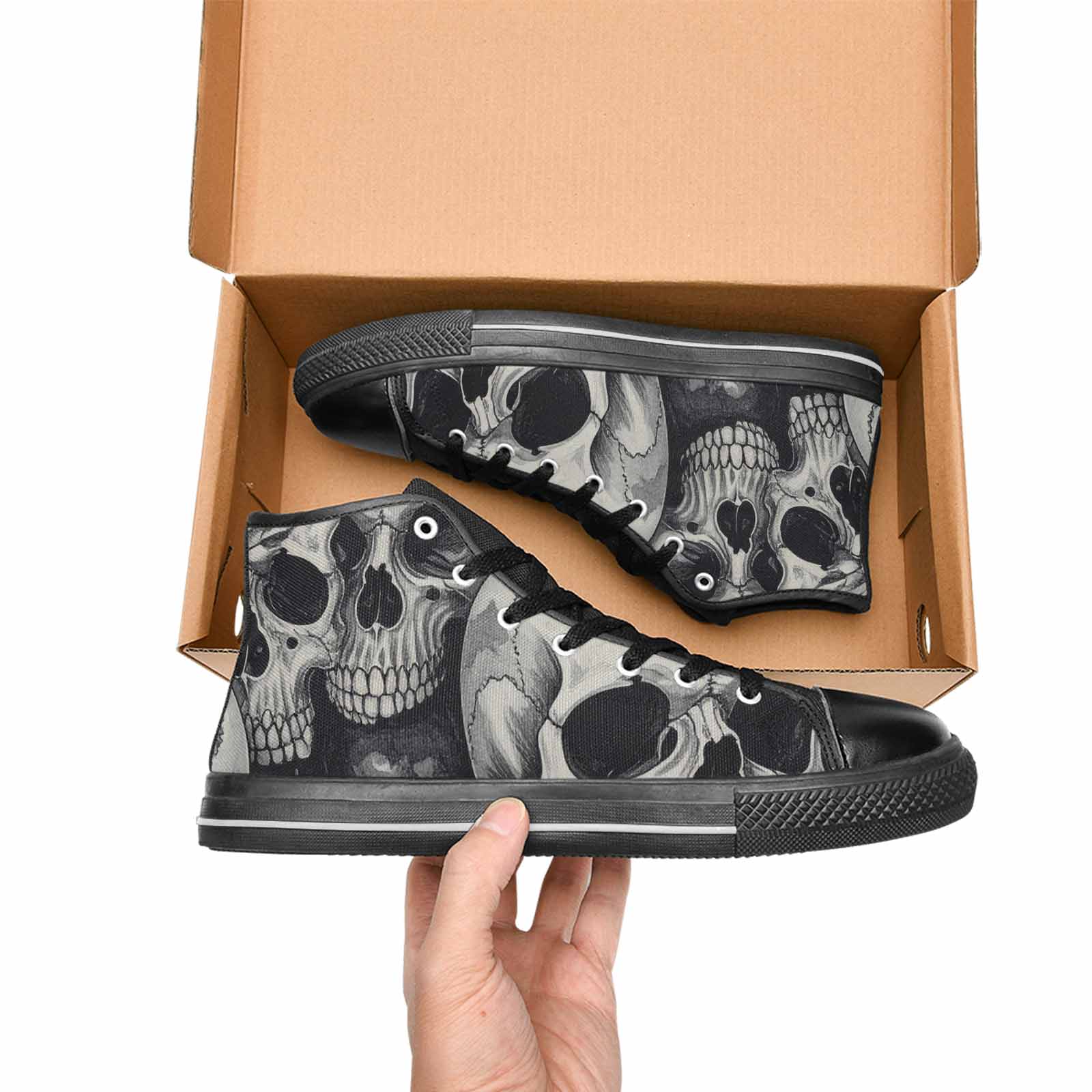 WOMEN'S Skulls - Classic High Top Canvas Neon Fantasy Custom Shoes