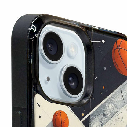 iPhone 15 Plus Case — Basketball Pattern Court Lines And Balls, Custom Printed Phone Case