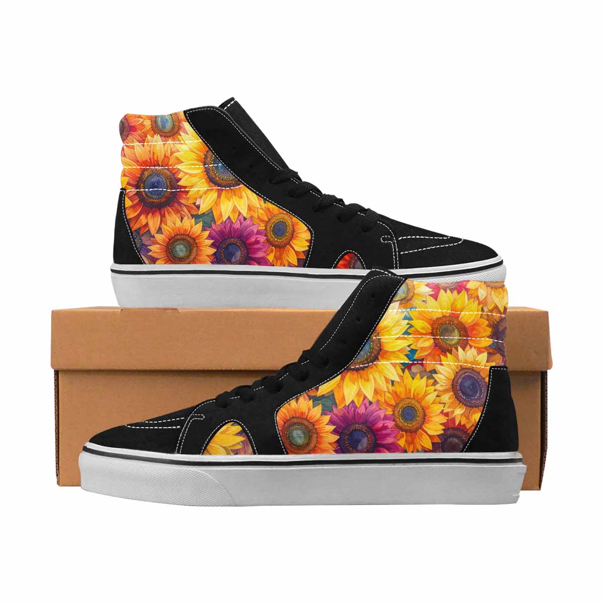 MEN'S Sunflowers Full Color High Top Canvas Wearable Art Dark Academia Custom Shoes