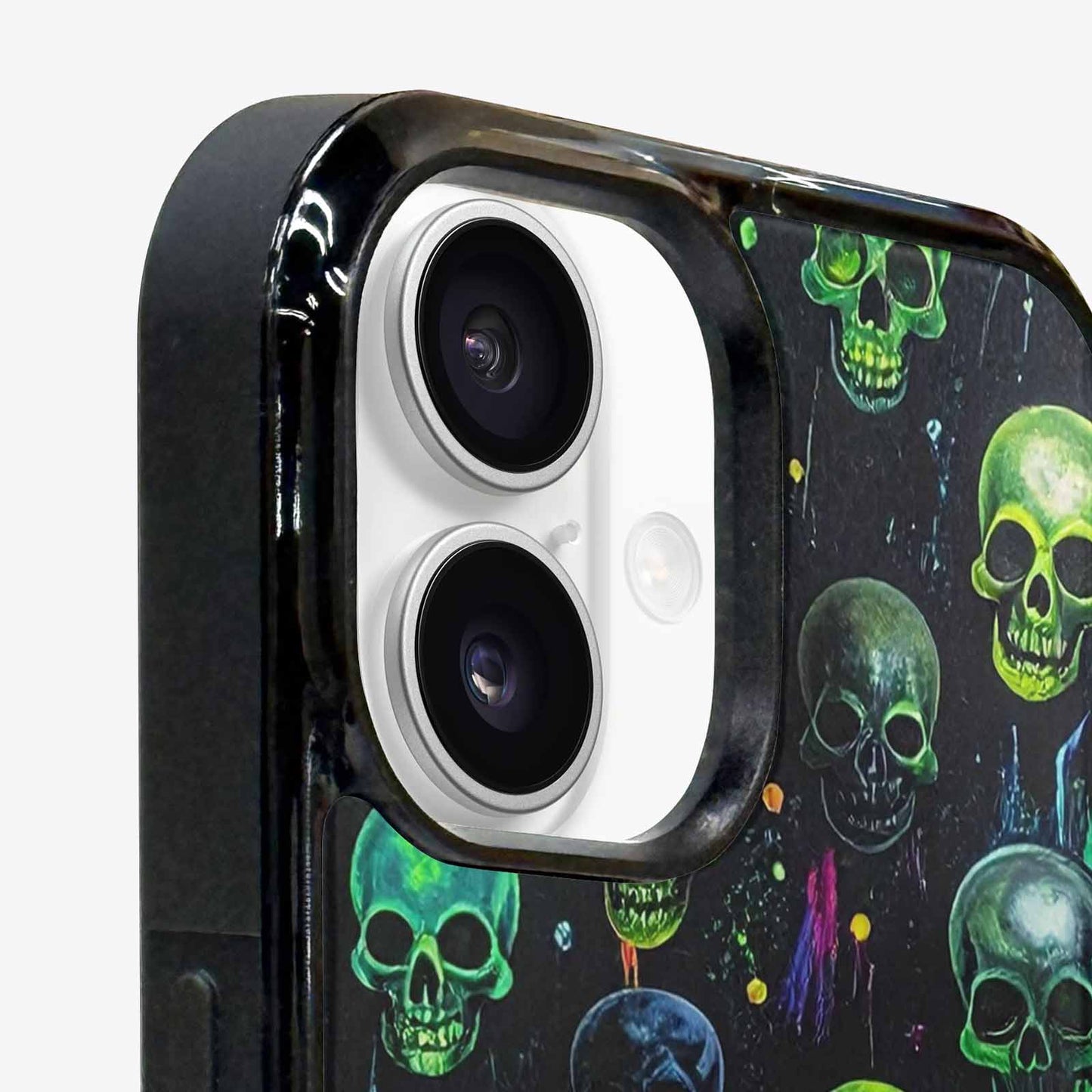 iPhone 16 Case — Skeletons Neon Green Glowskele Egb, Custom Printed Phone Case