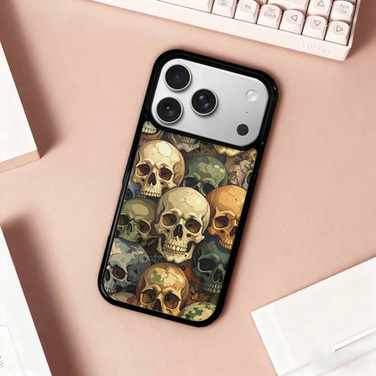 iPhone 17 Pro Case — Skulls Camo Skulls Pattern Hundreds Gothic, Customized Protective Case