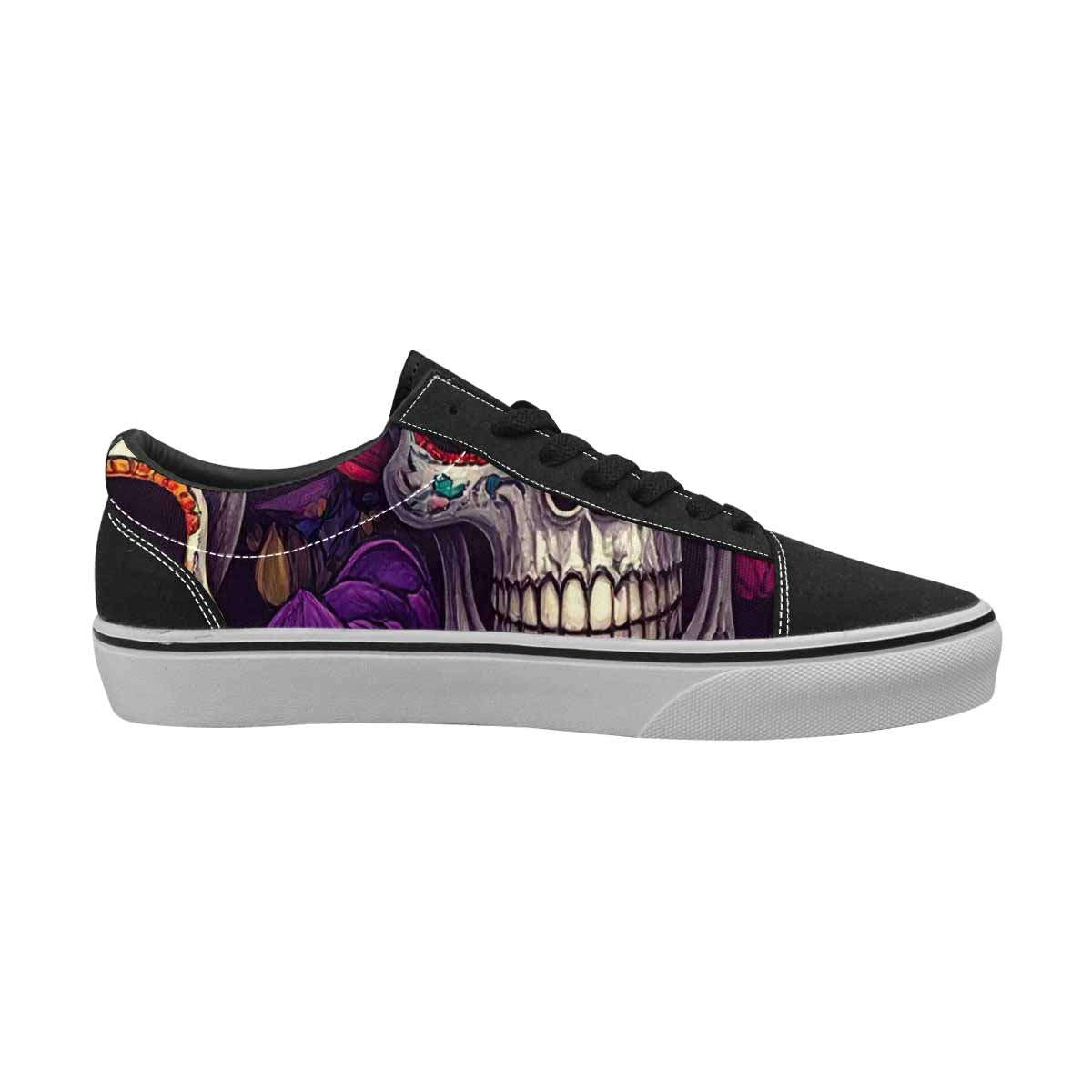 WOMEN'S Lotus Skulls Canvas Lace-Up Surreal Custom Sneakers