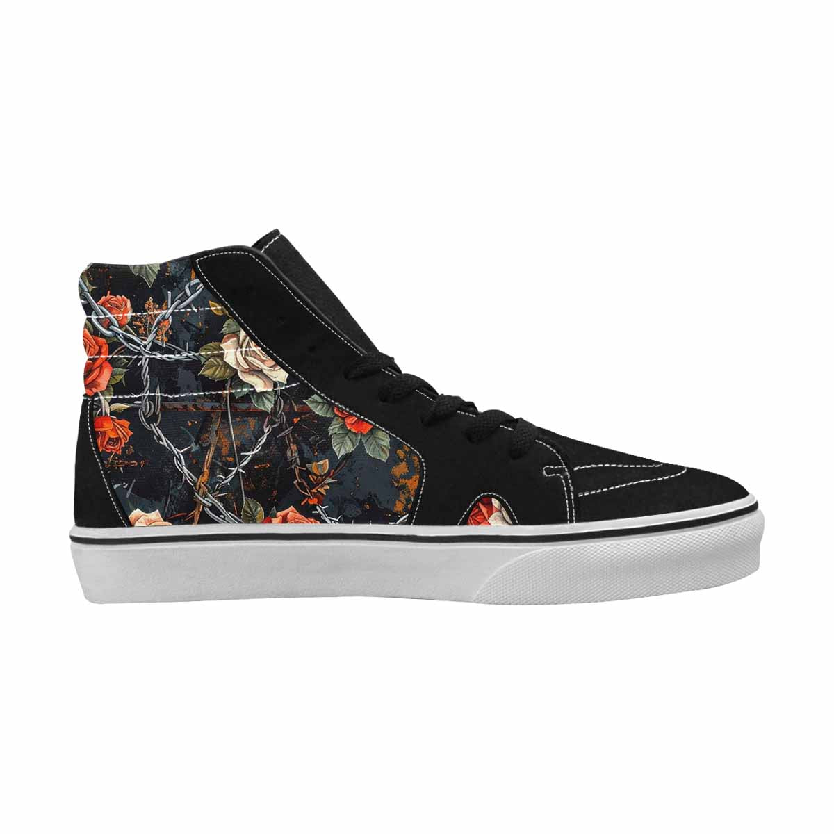 WOMEN'S Barbed Wire Chain High Top Canvas Grunge Custom Sneakers