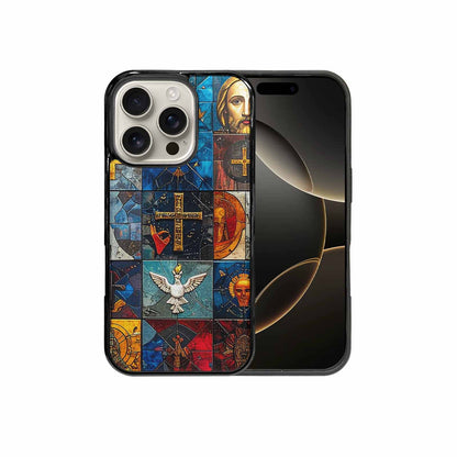 iPhone 16 Pro Case — Jesus Face Small Cross And Faith, Custom Made Phone Cover