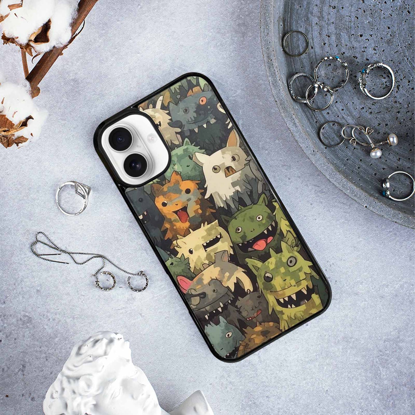 iPhone 16 Plus Case — Monsters Camomonsters Pattern D6o, Unique Phone Case Design