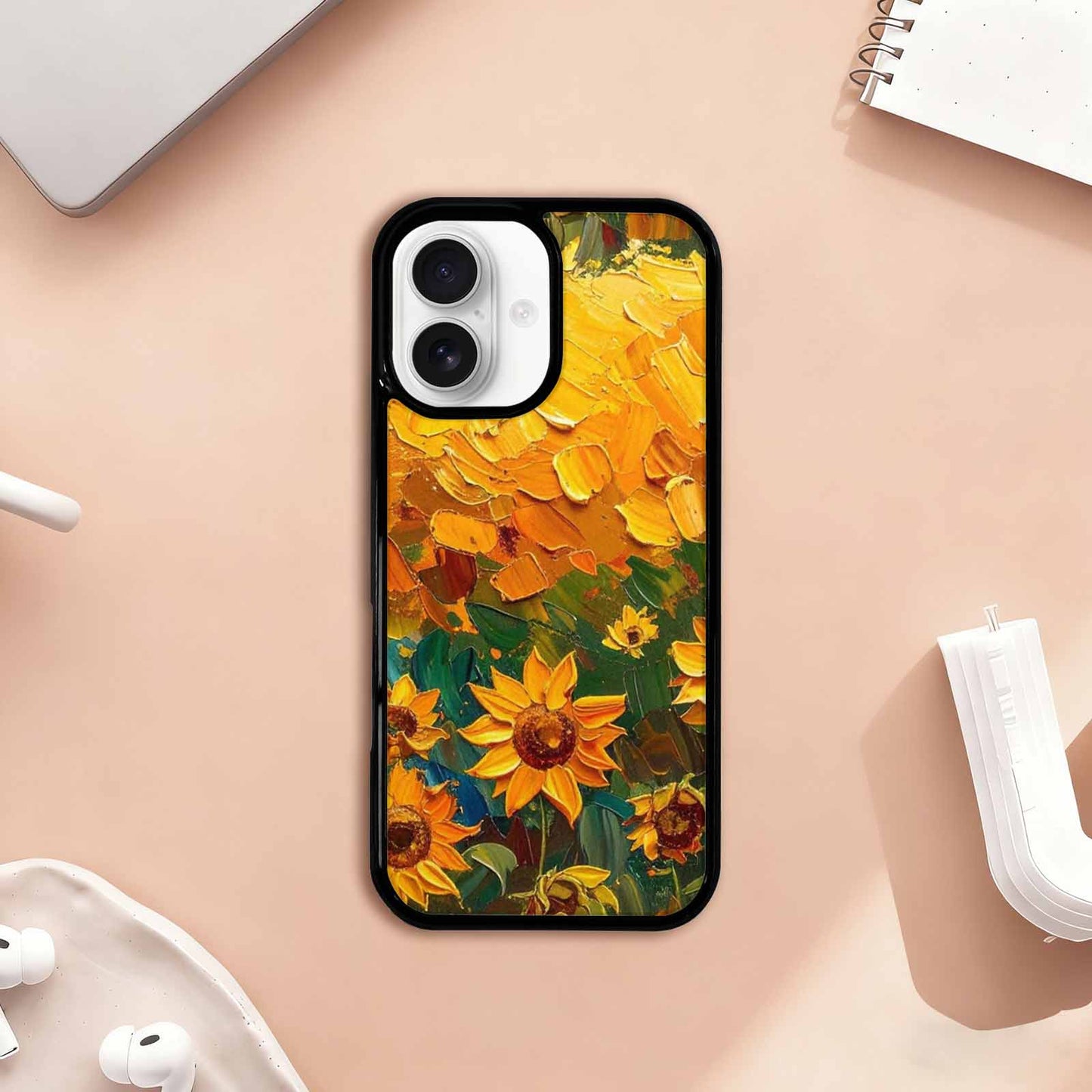 iPhone 17 Case — Impressionist Sunflower Brushstroke Pattern Floral, Custom Print Case Cover