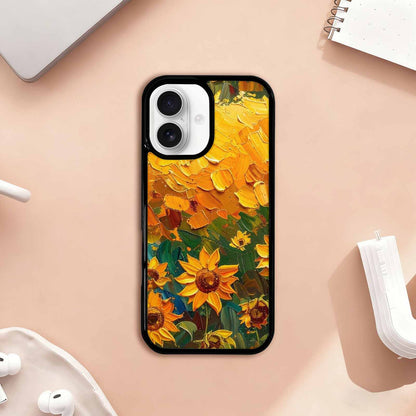 iPhone 17 Case — Impressionist Sunflower Brushstroke Pattern Floral, Custom Print Case Cover