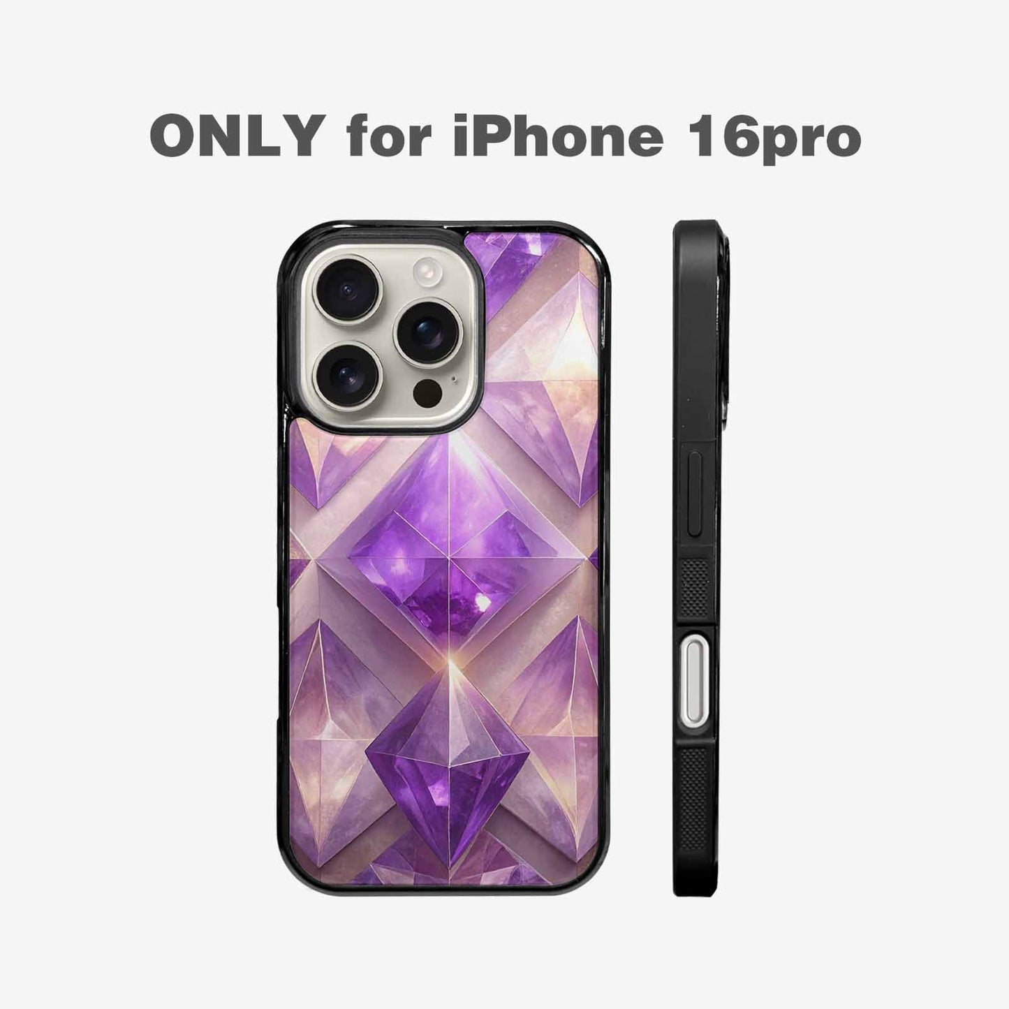iPhone 16 Pro Case — Amethyst Crystal Art Pattern, Personalized Phone Case