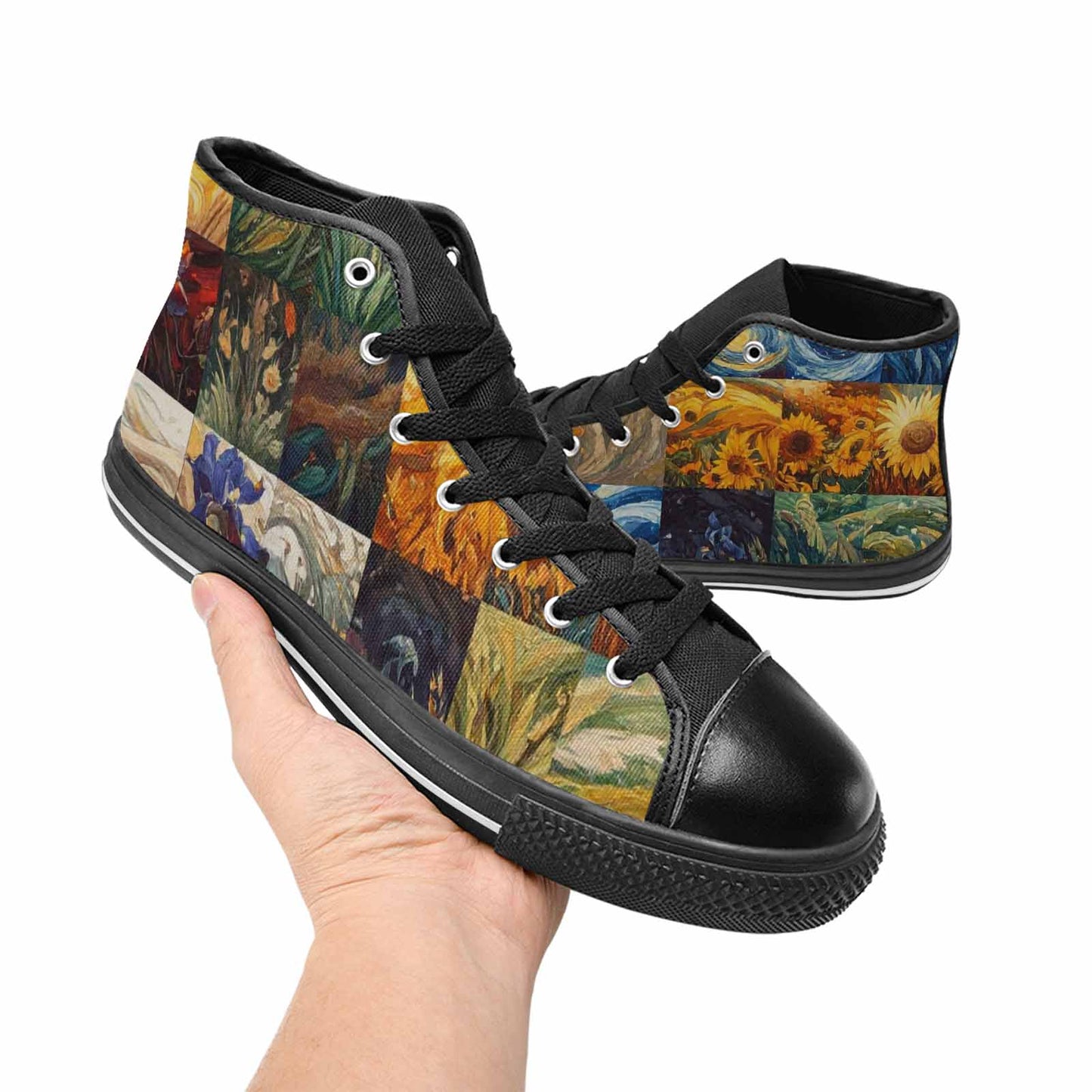 WOMEN'S Van Gogh-Style Swirl High Top Canvas Wallpaper Art Shoes