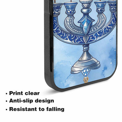 iPhone 15 Case — Hanukkah Menorah Pattern Seamless Repeat Jewish, Custom Print Case Cover