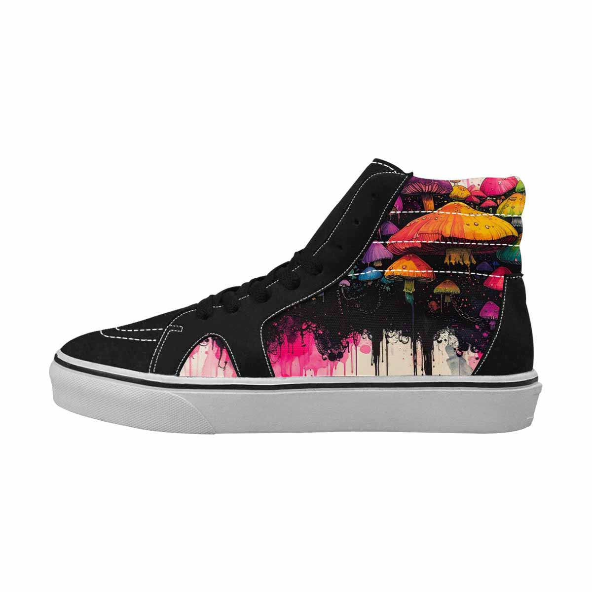 MEN'S Rainbow Drip Mushrooms High Top Canvas Surreal Shoes