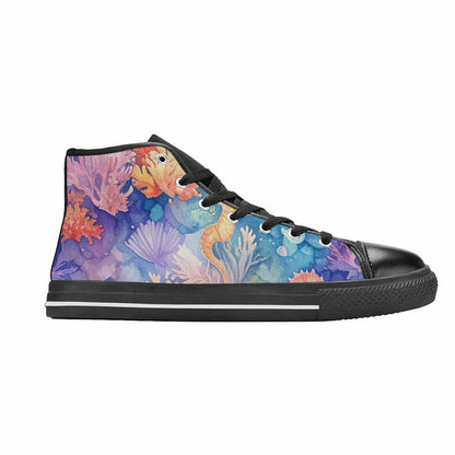 MEN'S Fish Scale Coral High Top Canvas Dark Academia Sneakers