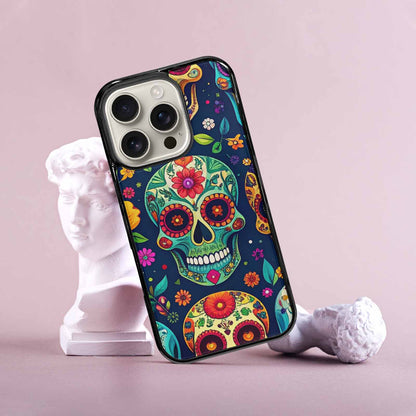 iPhone 16 Pro Case — Rainbow Sugar Skull Weave, Custom Print Case Cover