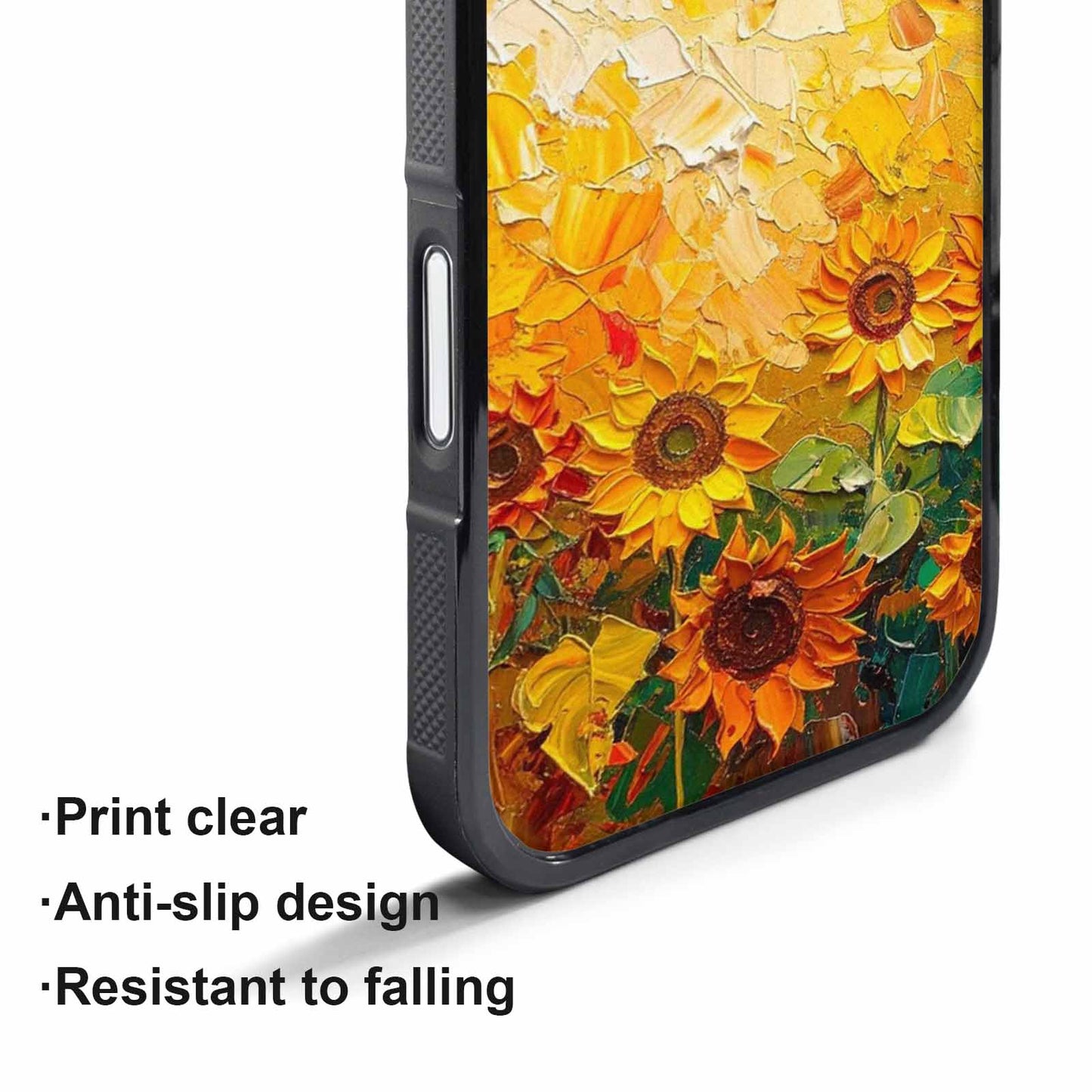 iPhone 17 Pro Case — Impressionist Sunflower Brushstroke Pattern Hundreds Floral, Personalized Phone Case