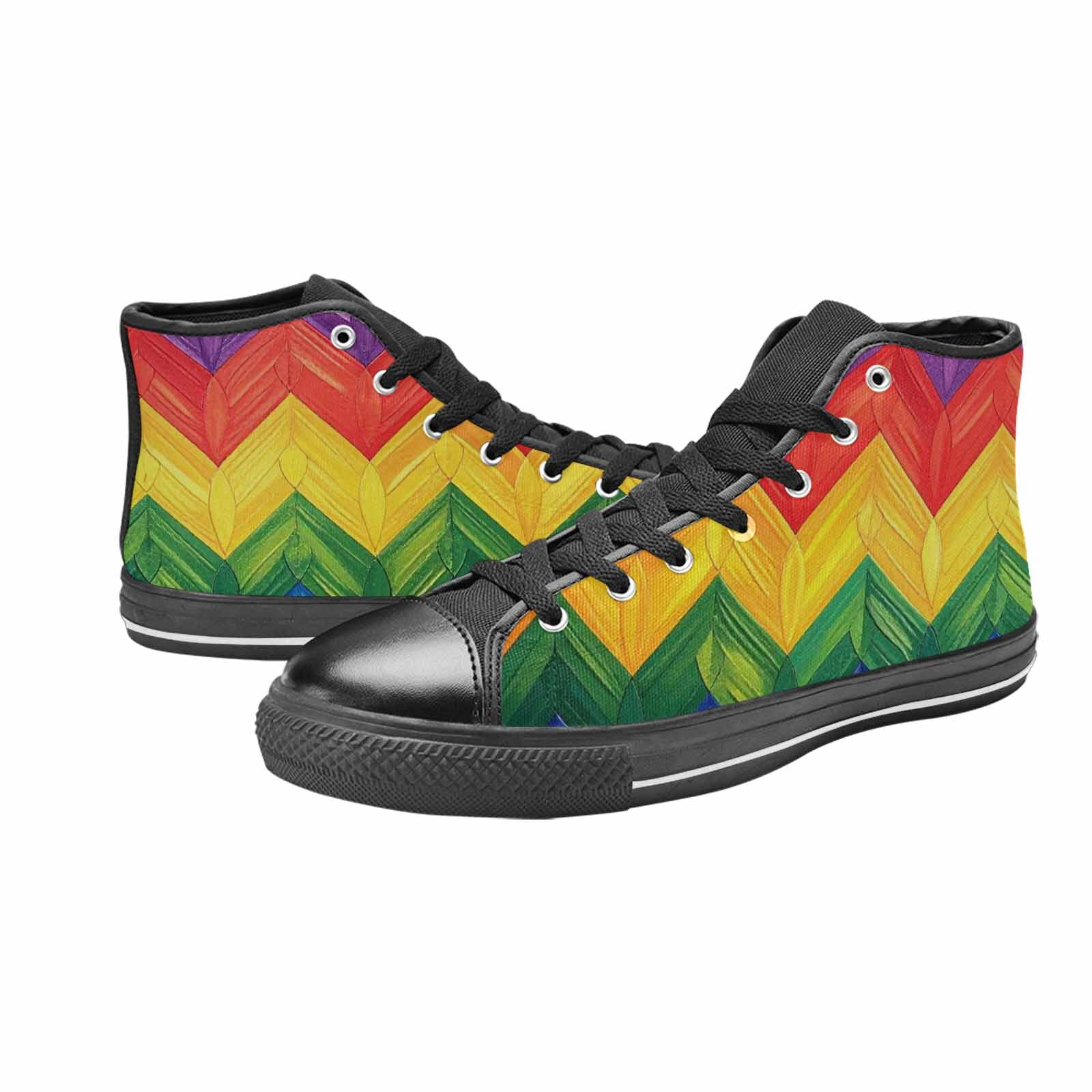 MEN'S Rainbow Pride Flag High Top Canvas Cottagecore Custom Shoes