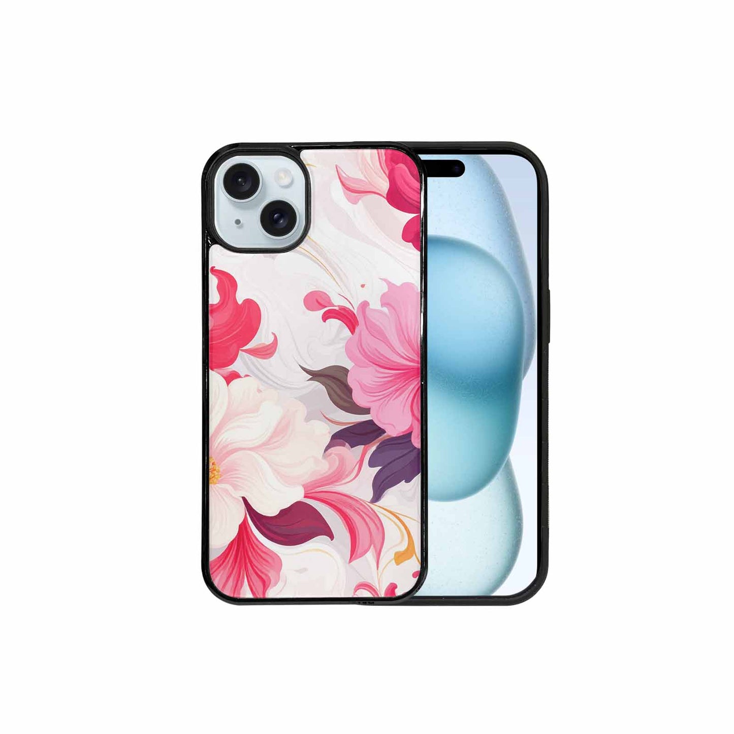 iPhone 15 Plus Case — Marble Floral Custom Personalized Phone Cover, Original Design Phone Case