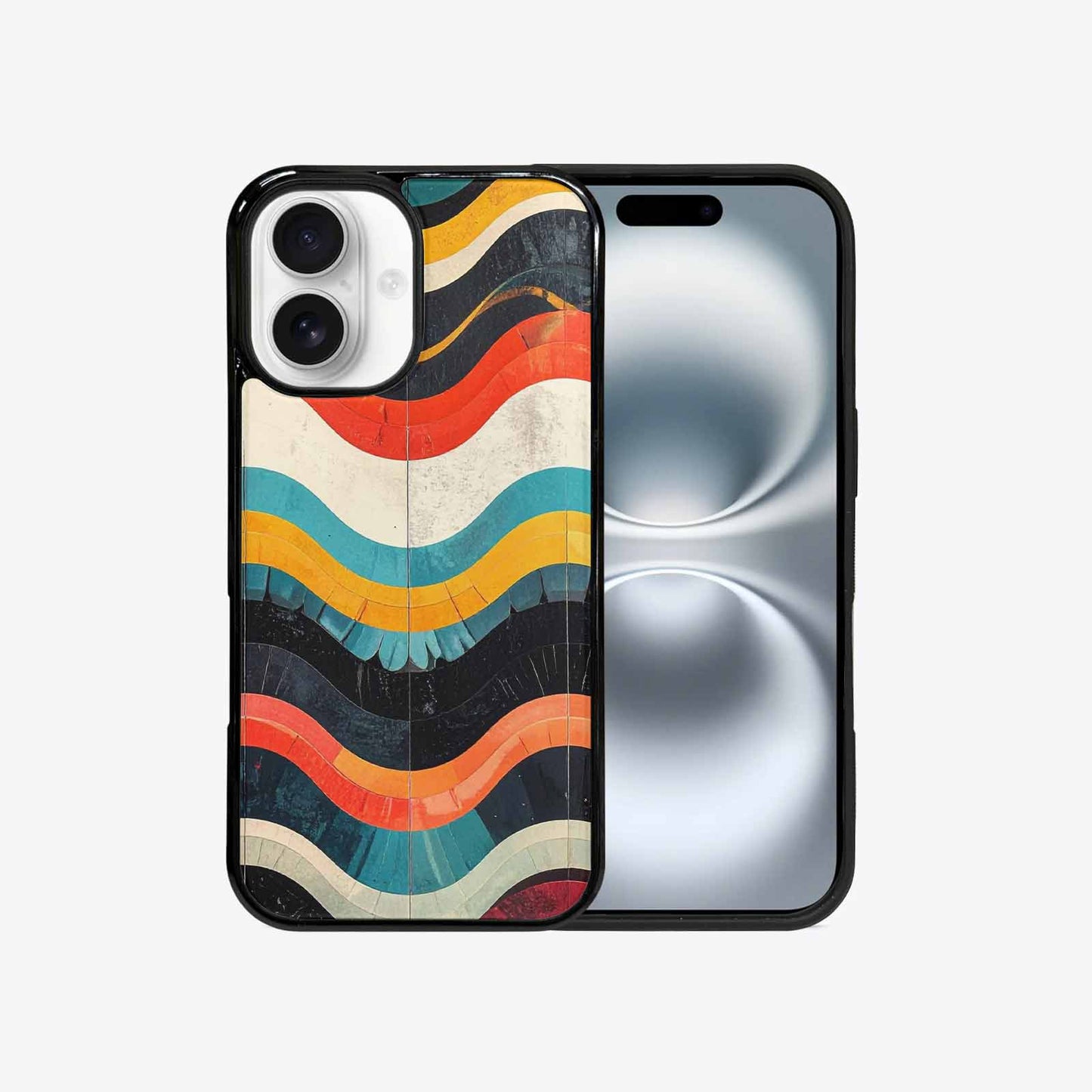 iPhone 16 Case — Retro Wave Scallop Stripe Small Fpz, Custom Designed Case Cover