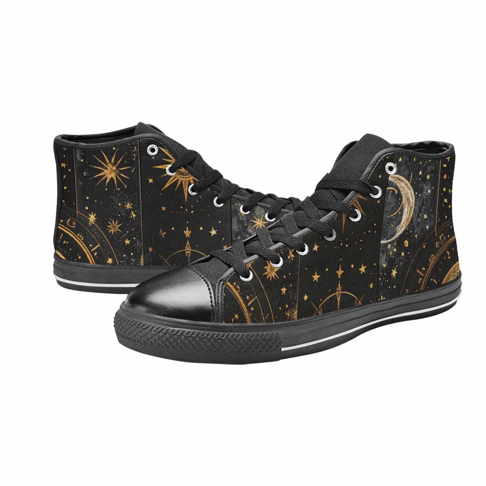 MEN'S Zodiac Constellation Star High Top Canvas Wallpaper Art Shoes