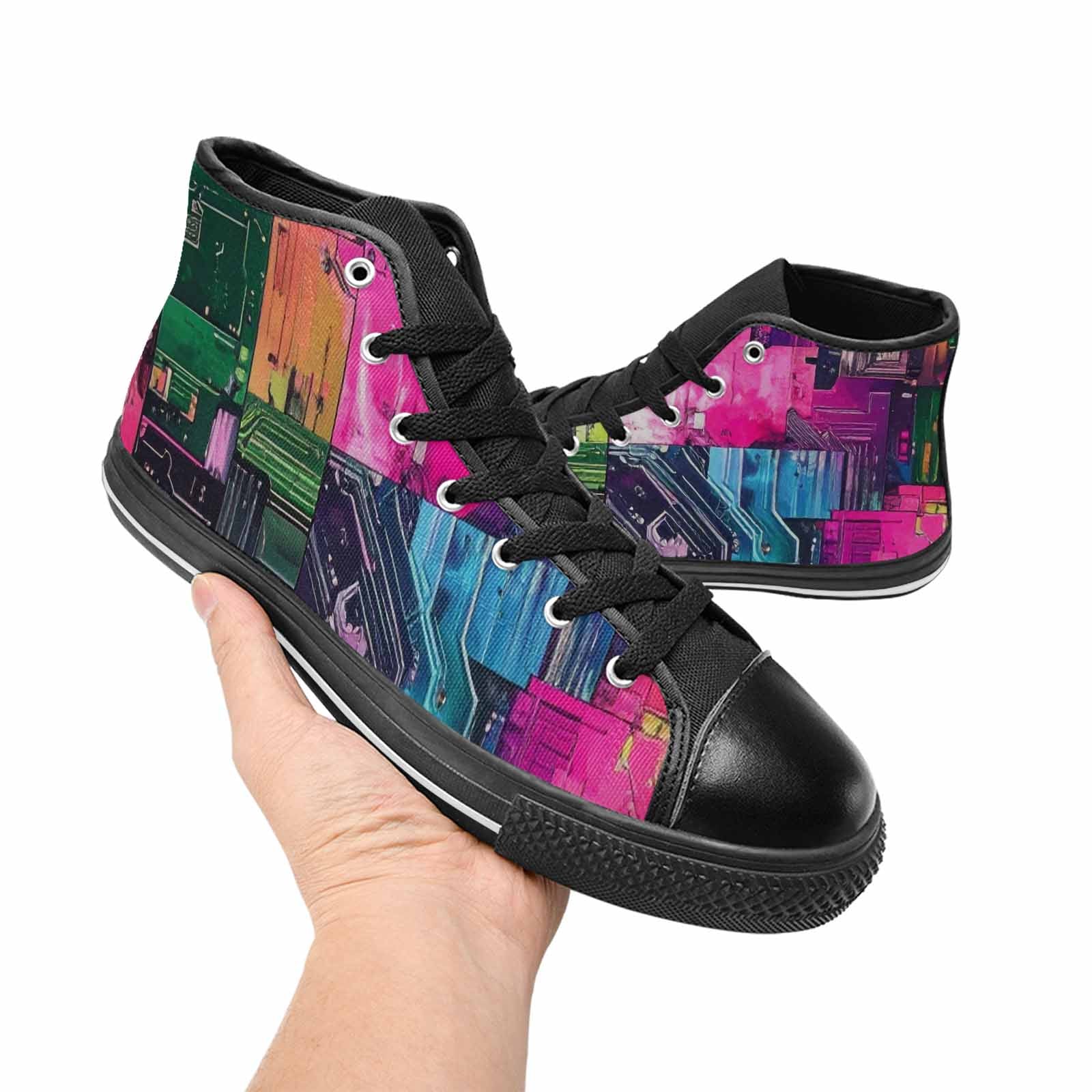 MEN'S Circuit Board Cyberpunk High Top Canvas Vibrant Chaos Shoes