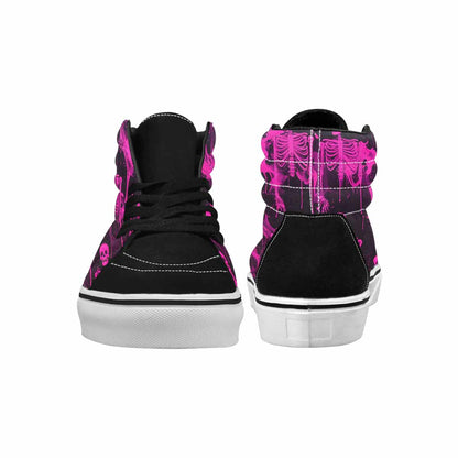 MEN'S Skeletons  Neon Pink High Top Canvas Dark Academia Custom Sneakers