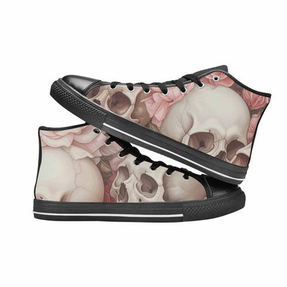 WOMEN'S Skulls Roses Soft Airbrush High Top Canvas Aesthetic Sneakers