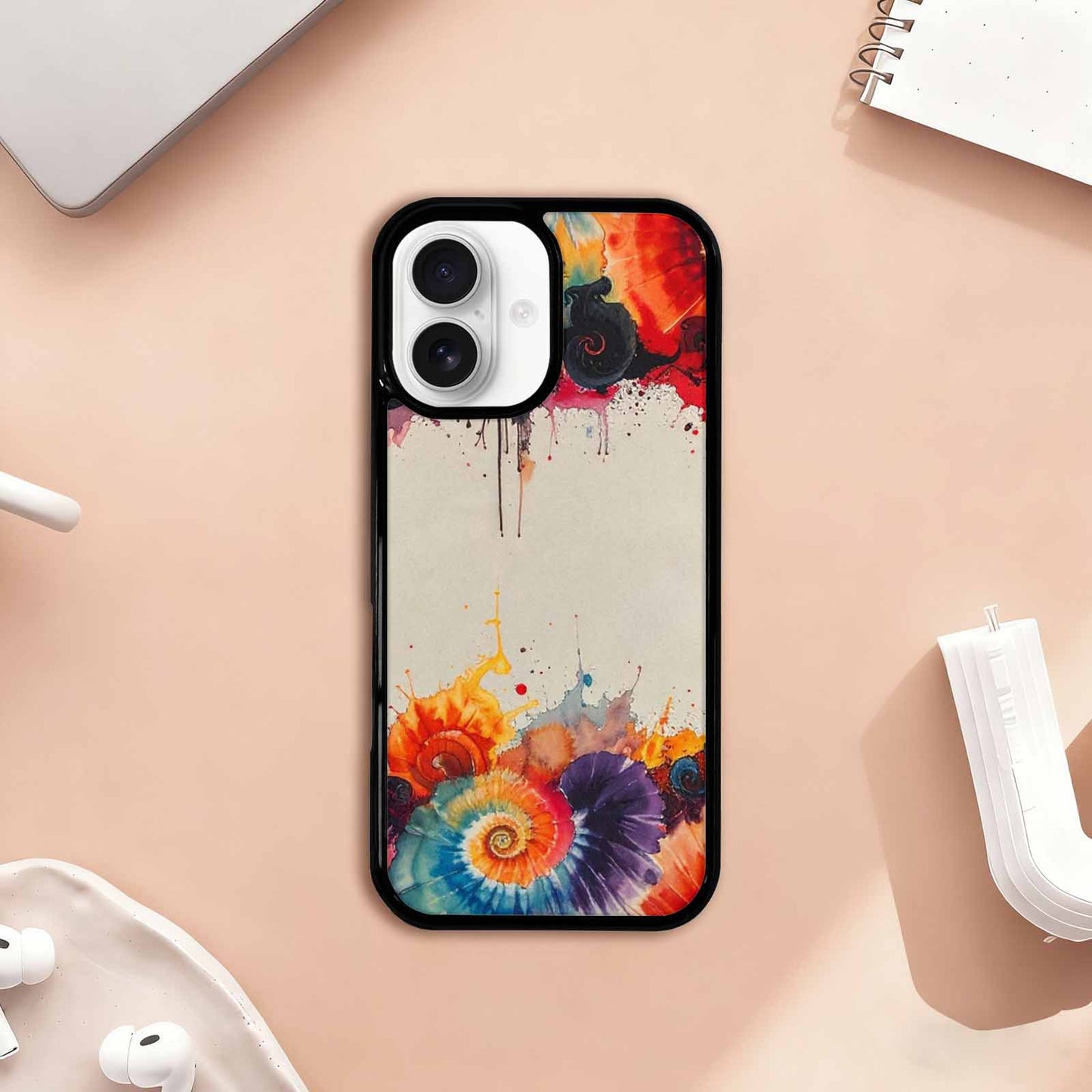 iPhone 17 Case — Tie Dye Swirls Black Tie Dye, Custom Print Case Cover