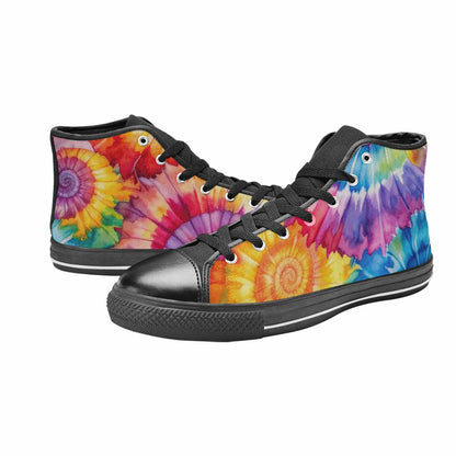 MEN'S Tie Dye Swirl High Top Canvas Dark Academia Custom Shoes