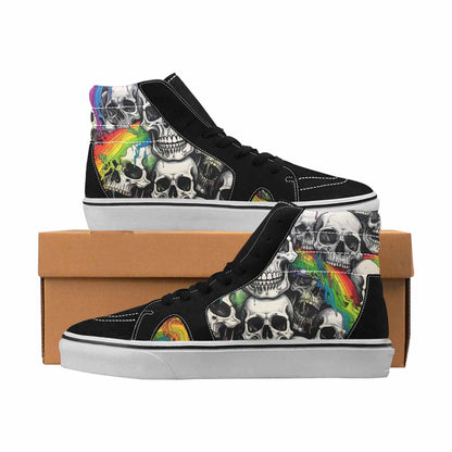 MEN'S Skulls Black & Green Ink High Top Canvas Streetwear Melting Art Custom Shoes