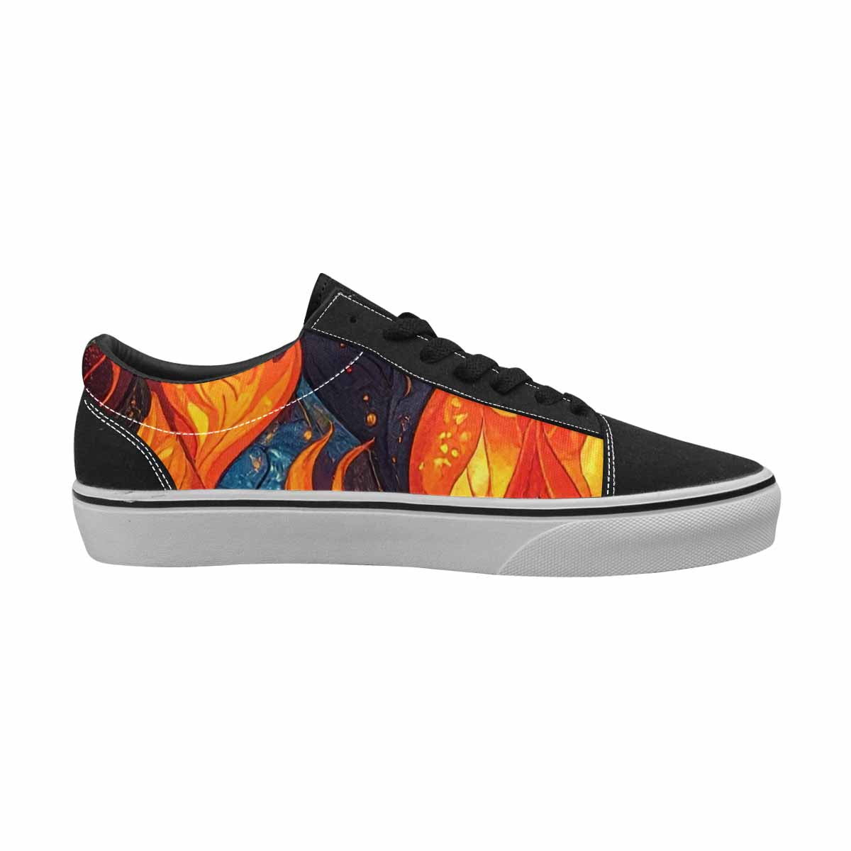 WOMEN'S Fire Flame Canvas Lace-Up Wallpaper Art Shoes
