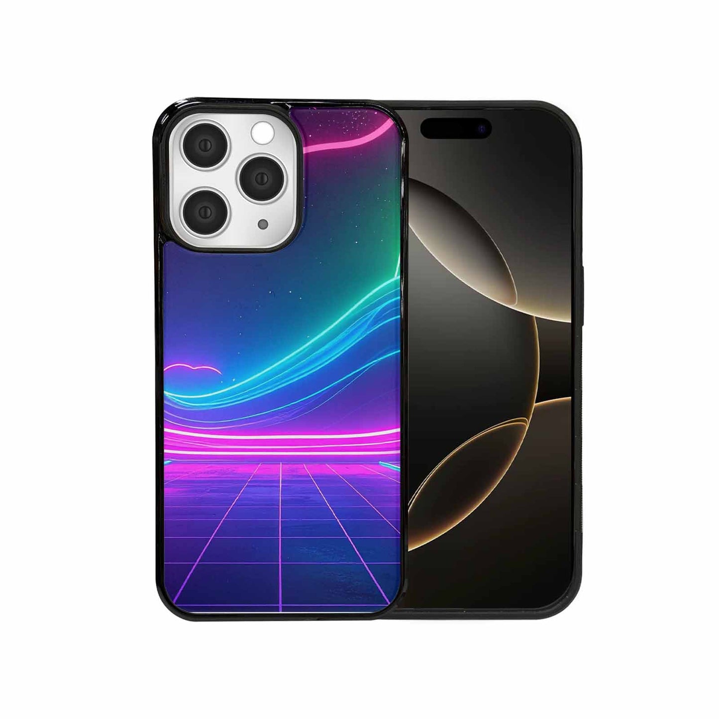 iPhone 15 Pro Max Case — 1980s Neon Cartoon Art Pattern, Customized Protective Case