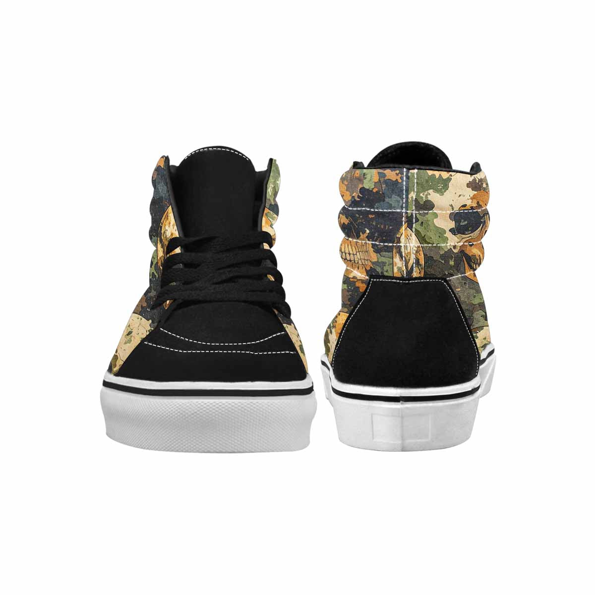WOMEN'S Military Camo Skull High Top Canvas Grunge Sneakers