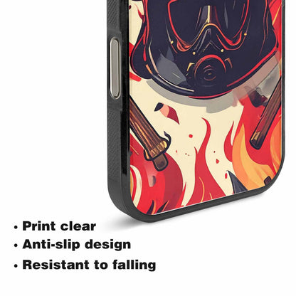 iPhone 15 Pro Max Case — Firefighter Pattern Flames Axes Helmets Seamless, Custom Phone Case