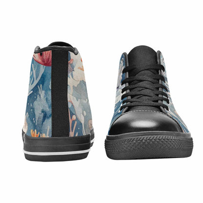 WOMEN'S Fish Scale Coral High Top Canvas Vibrant Chaos Custom Sneakers