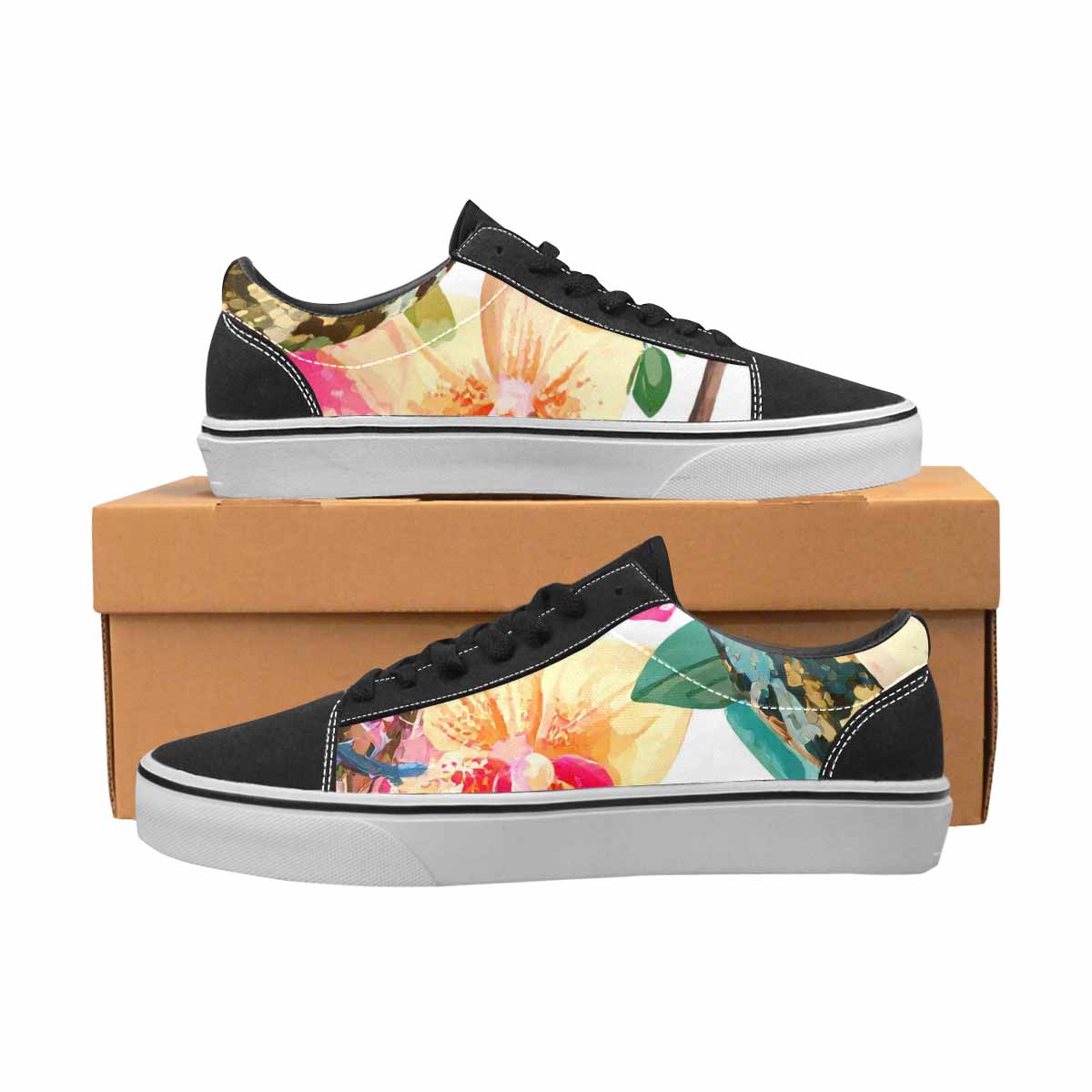 MEN'S Floral Snake Print Canvas Lace-Up Aesthetic Custom Shoes