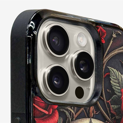 iPhone 16 Pro Max Case — Gothic Skulls Roses, Custom Designed Case Cover