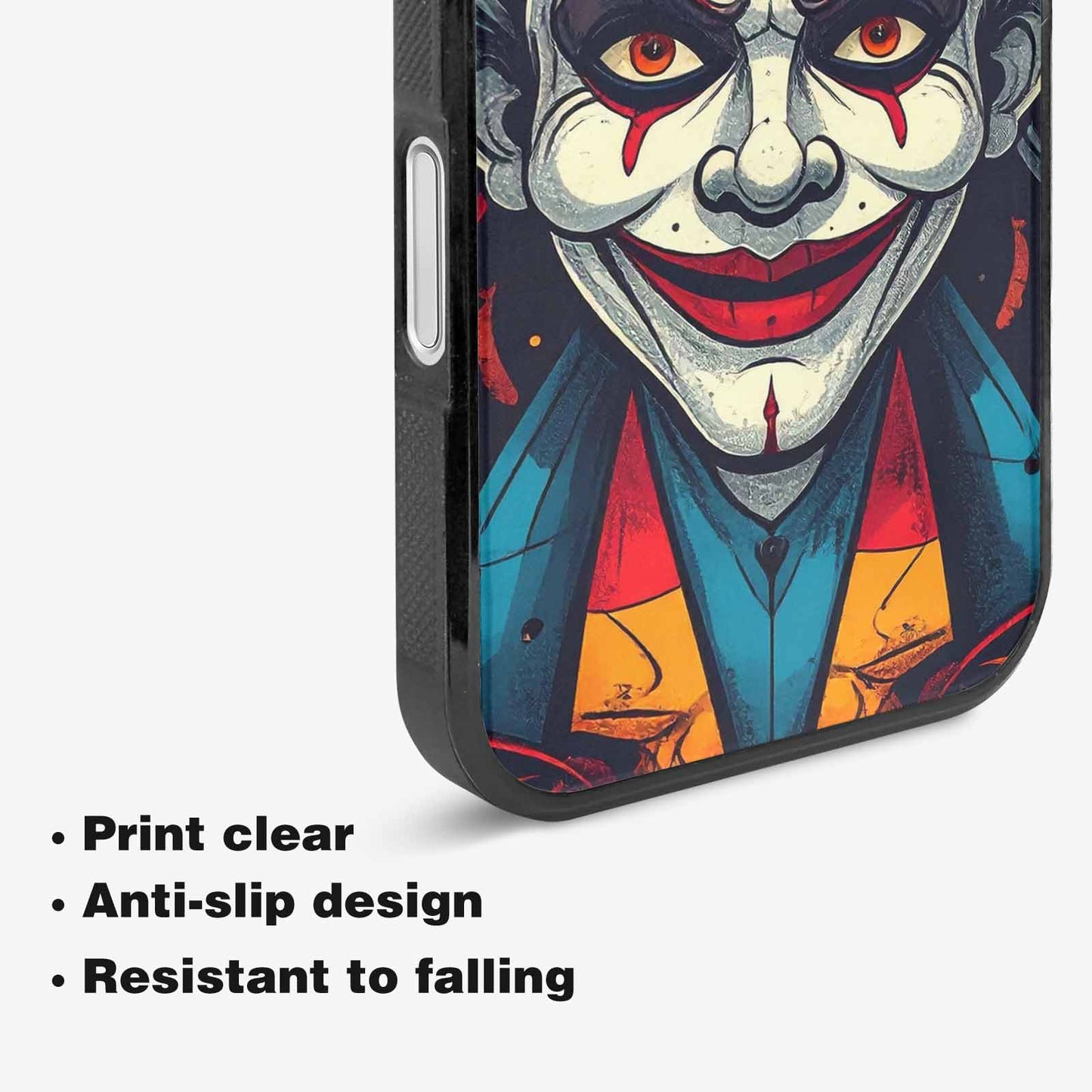 iPhone 16 Case — Evil Circus Heads Faces Overlapping Patterns, Custom Printed Phone Case