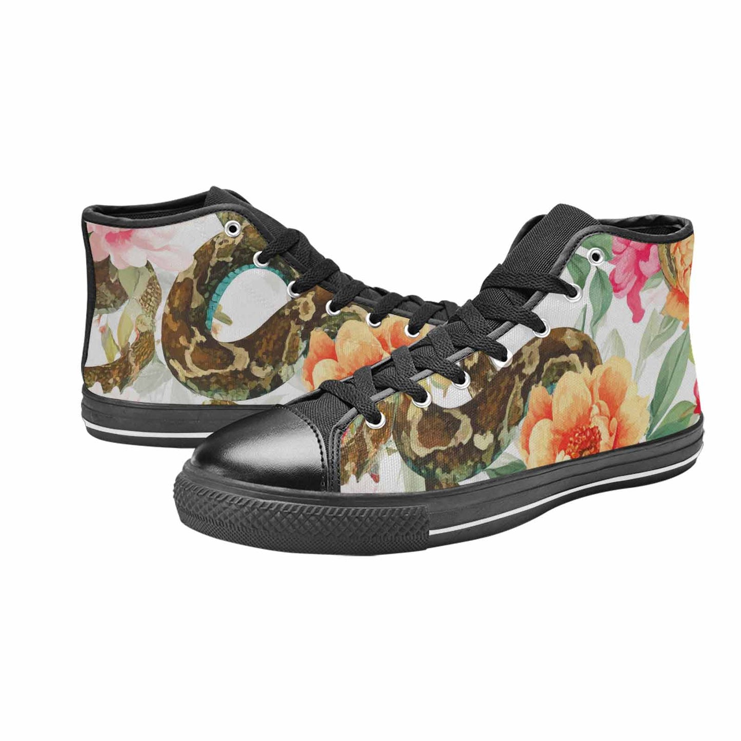 MEN'S Floral Snake Print High Top Canvas Aesthetic Sneakers