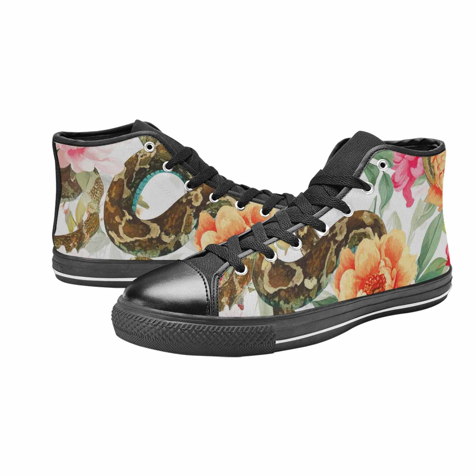 MEN'S Floral Snake Print High Top Canvas Aesthetic Sneakers