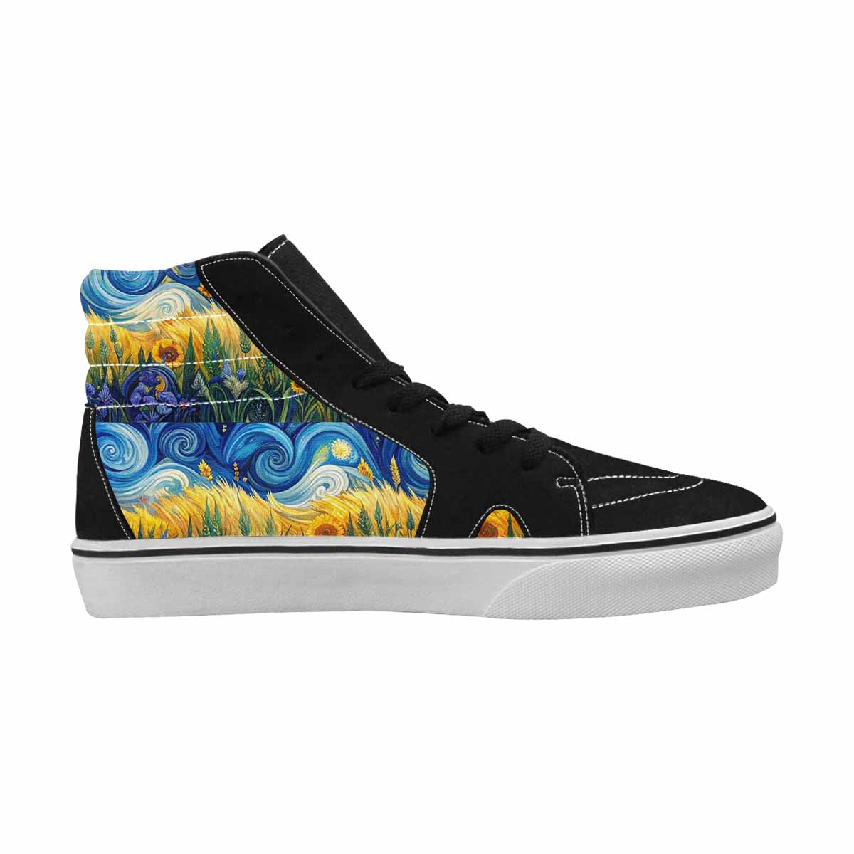 WOMEN'S Van Gogh-Style Swirl High Top Canvas Grunge Sneakers