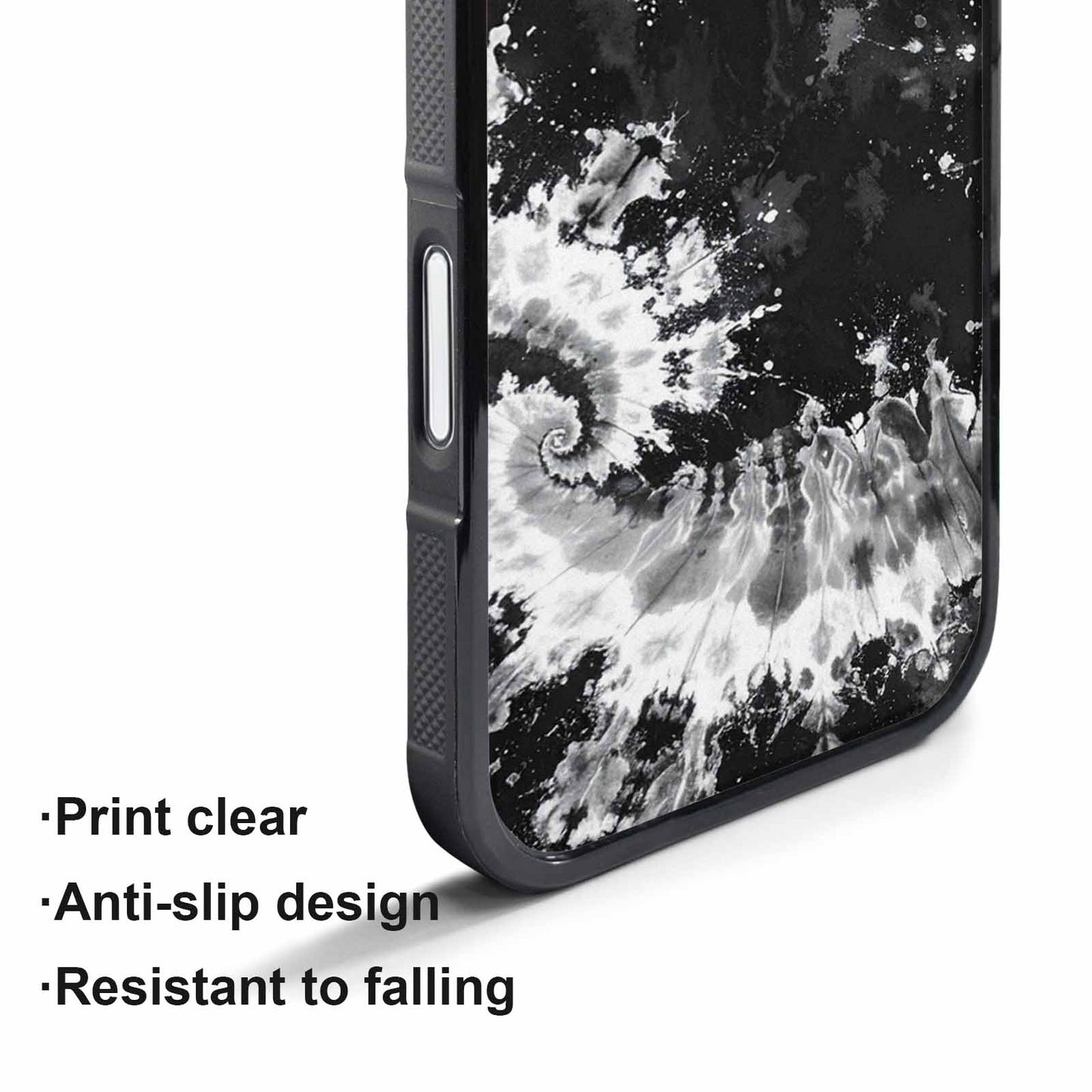 iPhone 17 Pro Case — Tie Dye Acid Wash Black Tie, Custom Print Case Cover